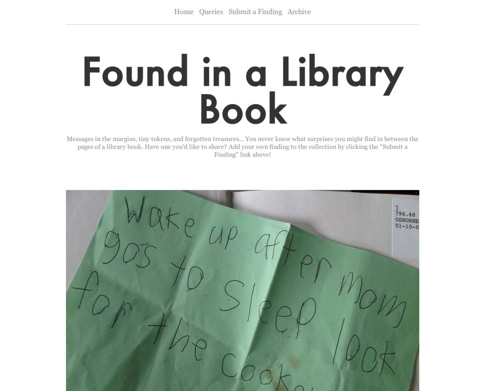 Found in a Library Book Home