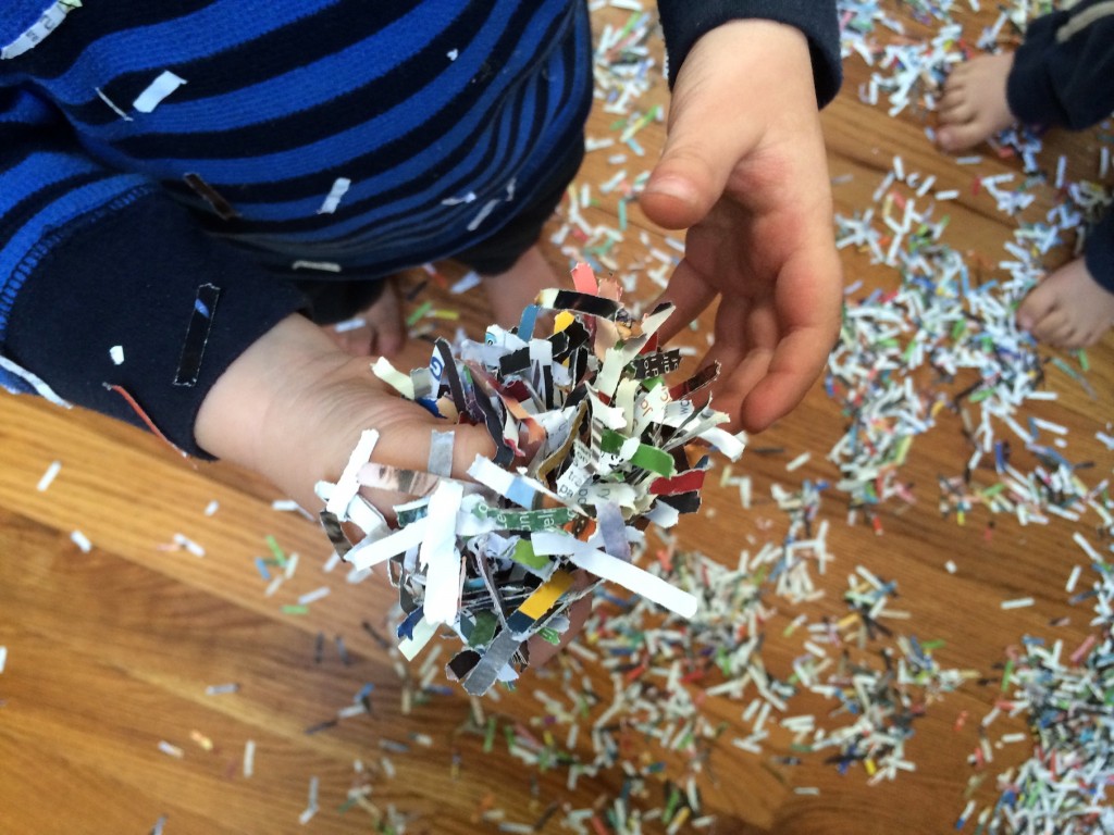 shredded paper sensory paly