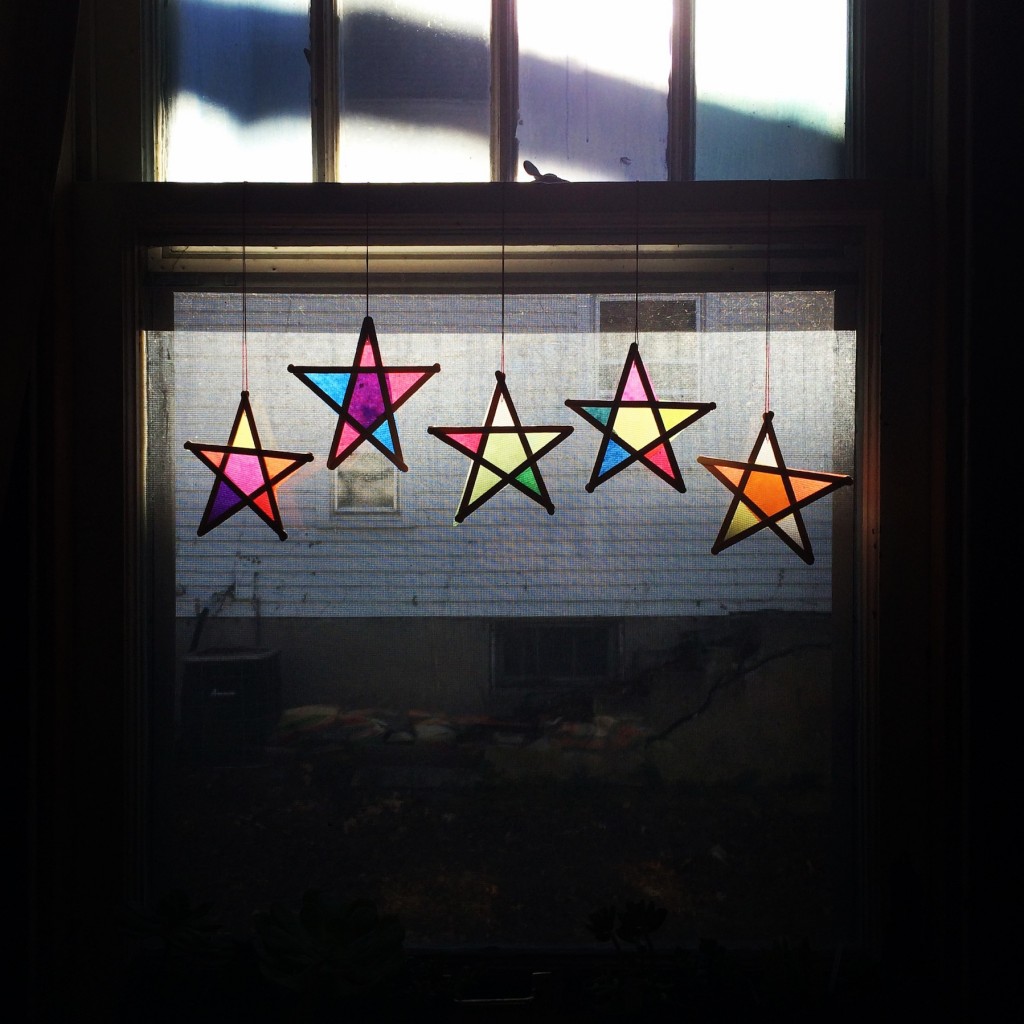 wood and tissue paper stars - Sunday Greetings - SfCT